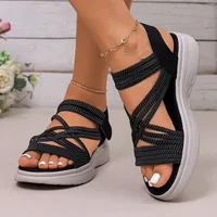 Sandales pour femmes, chaussures à semelles épaisses antidérapantes, sandales d'été décontractées pour l'extérieur, chaussures de sport élastiques à bout ouvert 5