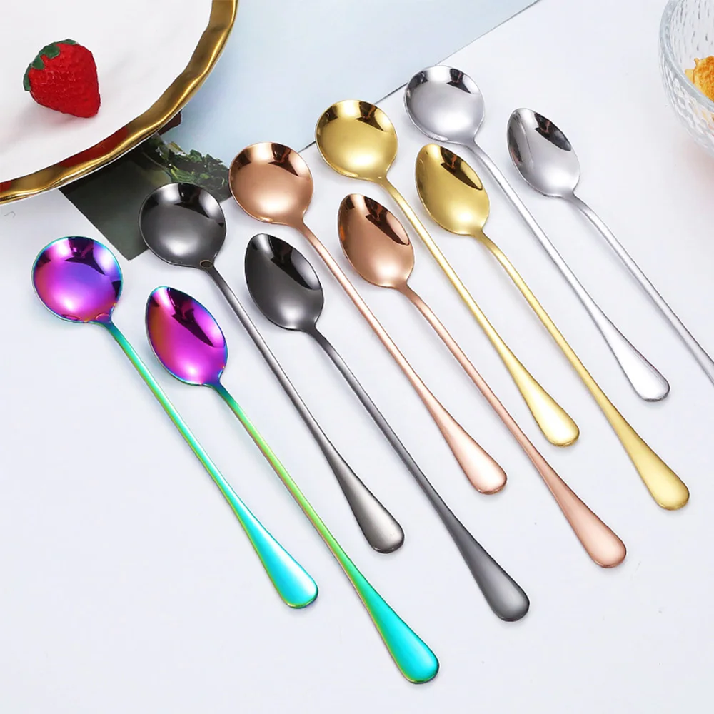 

Colorful Coffee Spoon Teaspoon Stainless Steel Stirring Teaspoon for Cake Dessert Spoon For Home Party Tablespoon Gold Tableware