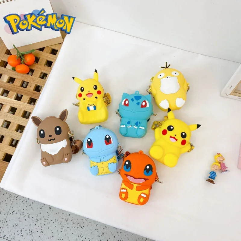 

Pet baby silicone money bag pickup love children backpack toy Christmas gift 3d anime oblique shoulder bag pokemon Decoration