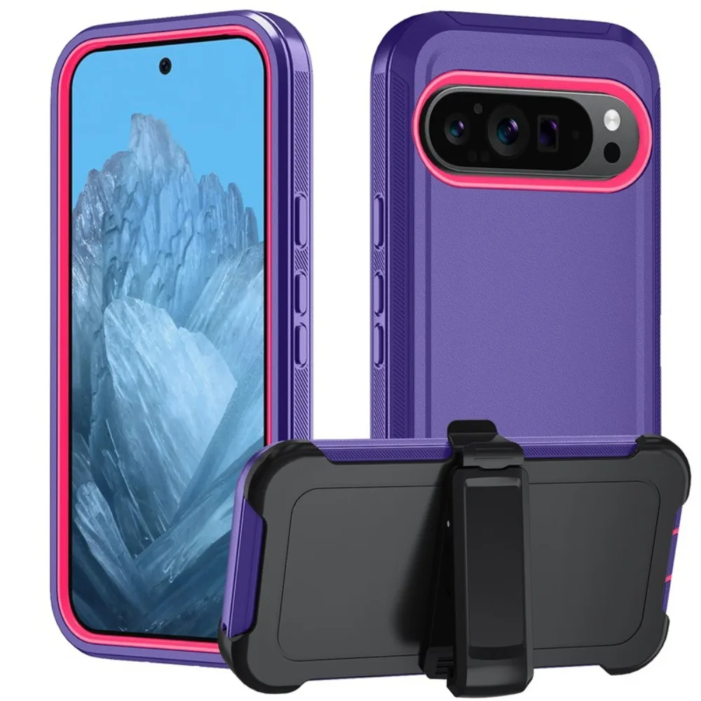 Triple-Layer Shockproof Armor Case with Belt Clip - Rugged Hybrid Protection