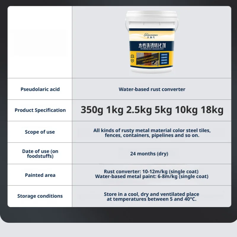 Rust converting agent water-based metal anti-rust paint grind-free