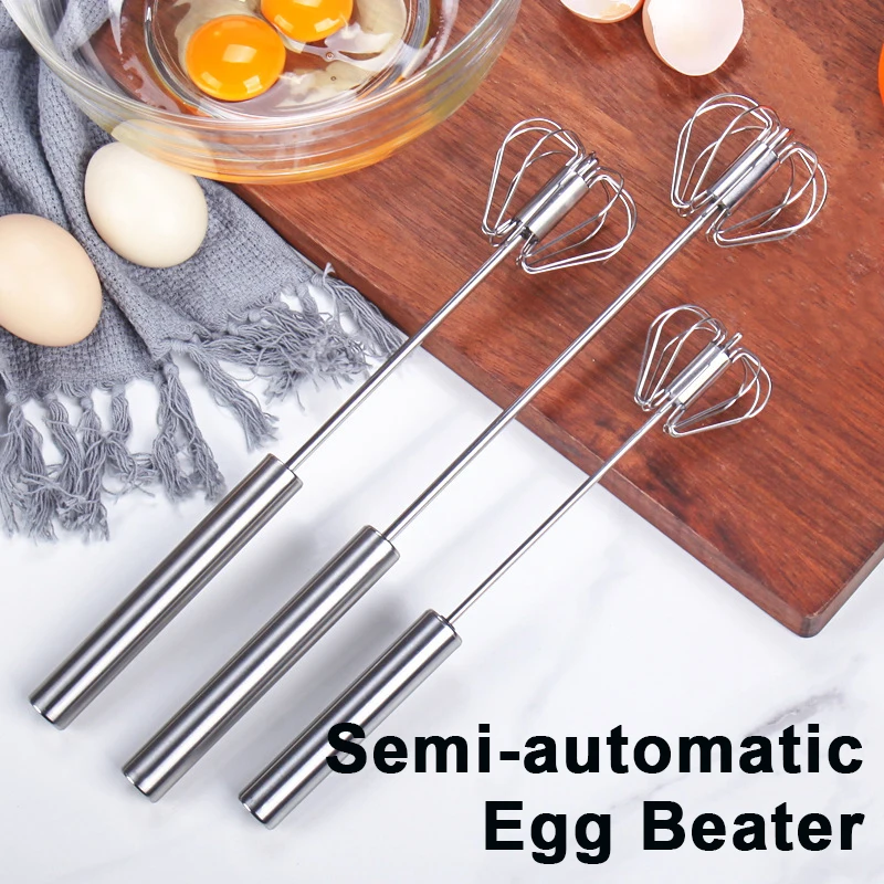 Household Stainless Steel Semi-automatic Egg Beater Press And Rotate Manual  Egg Beater Egg Cream Handheld Whipping Tool - AliExpress