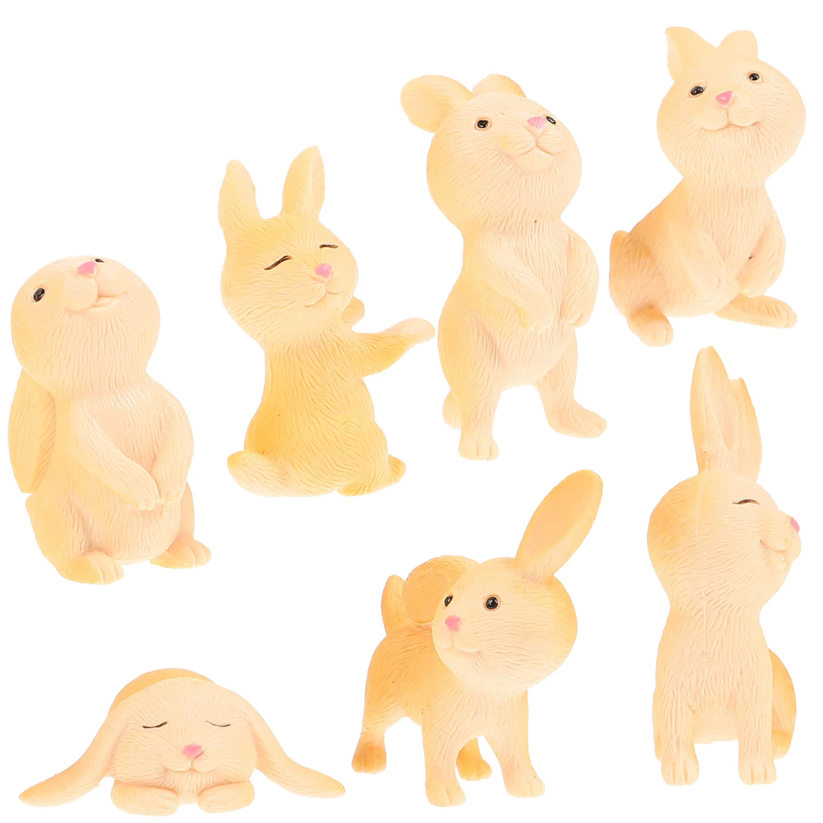 

7Pcs Yellow Rabbit Resin Ornament Adorable Bear for Decor Garden Landscape Decorative Rabbit for Cooking Toppers
