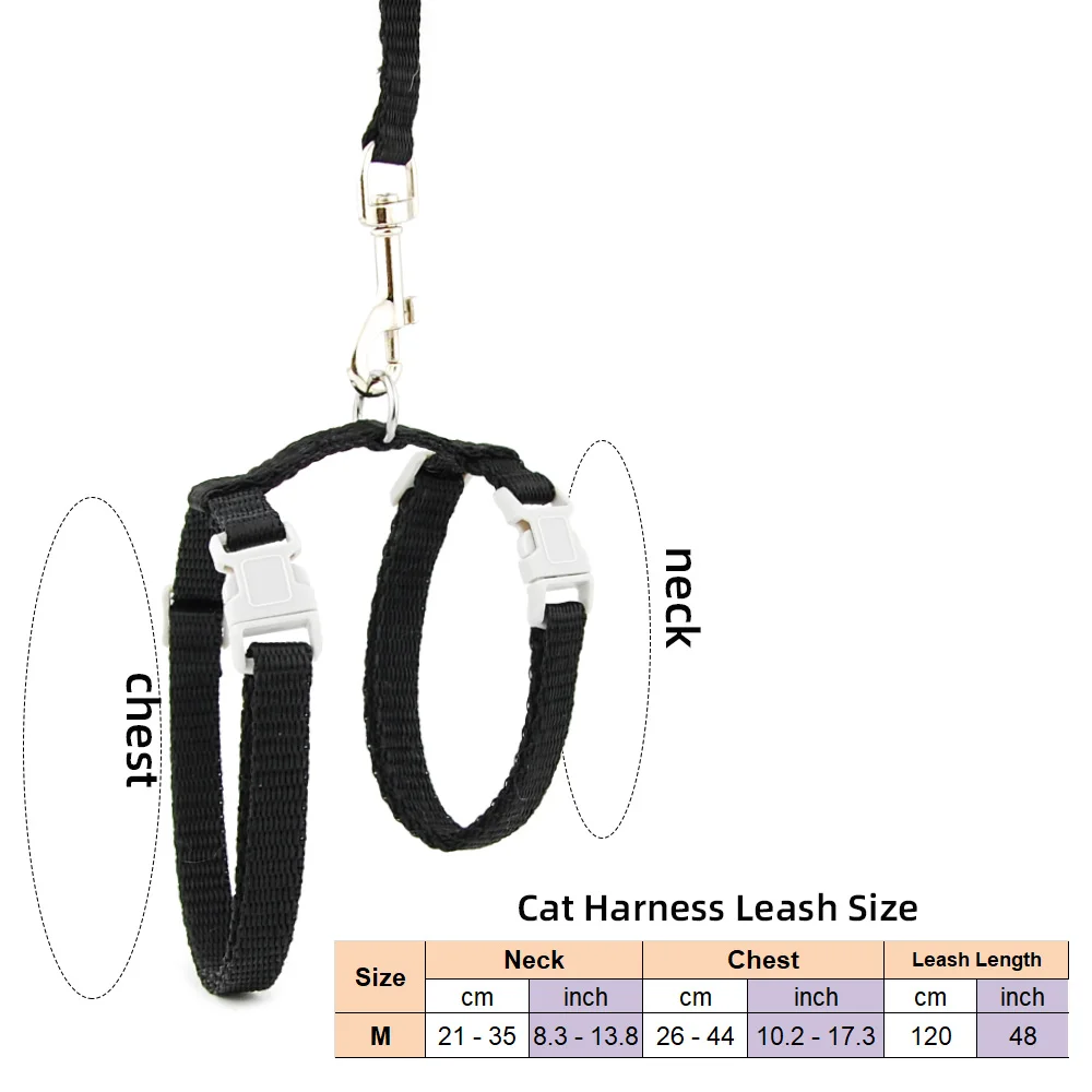 Title 1, Cat Dog Collar Harness Leash Adjustable Nylon P...
