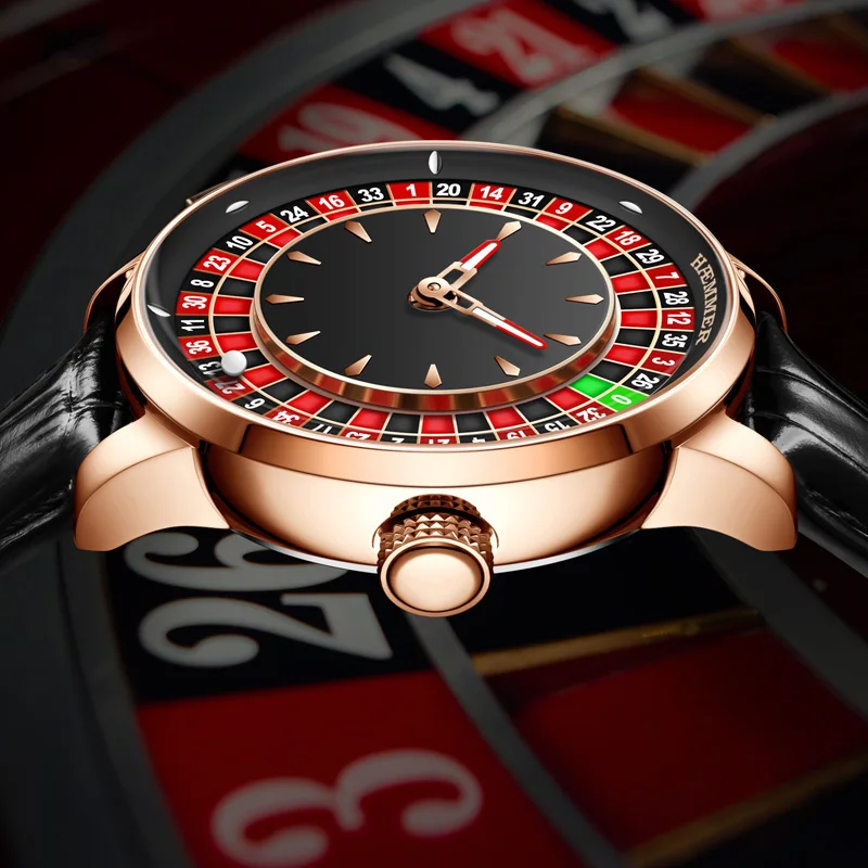 HAEMMER Light Luxury Men's Mechanical Watch NH35 Watch Men's Push Button Roulette Rotating Sapphire Glass Watch Waterproof 4