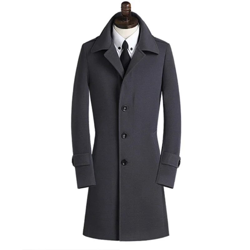 Winter wool coat men's spuer large slim overcoat casual cashmere thermal trench outerwear plus size S-7XL8XL9XL