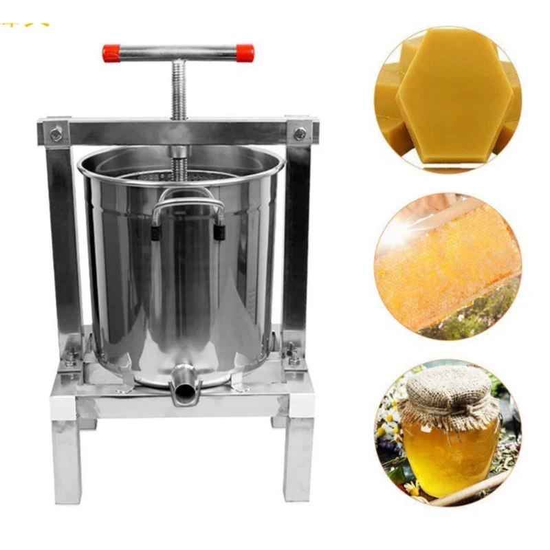 

10L Manual Honey Press Machine Stainless Steel Beekeeping Equipment Tools Honey Paraffin Wax Press Machine Honey Rolling Mill NE