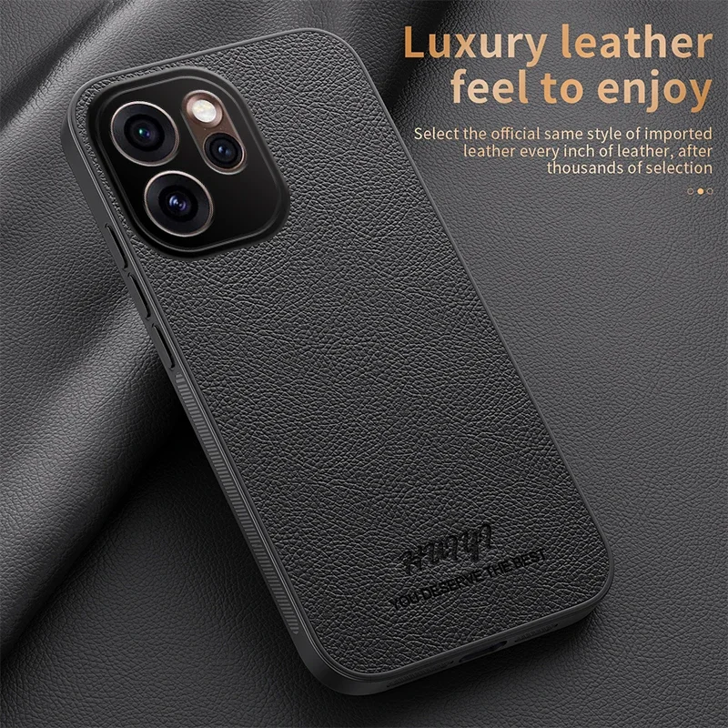 Retro Lychee Pattern Leather Case - Skin-friendly, Magnetic Charging, Matte Shockproof Bumper Cover