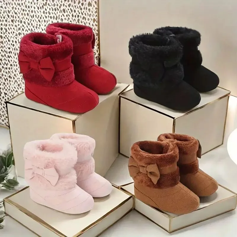 Cute cartoon baby boy comfortable boots, soft and warm lined high ankle boots, casual solid color, non washable, with plush lini
