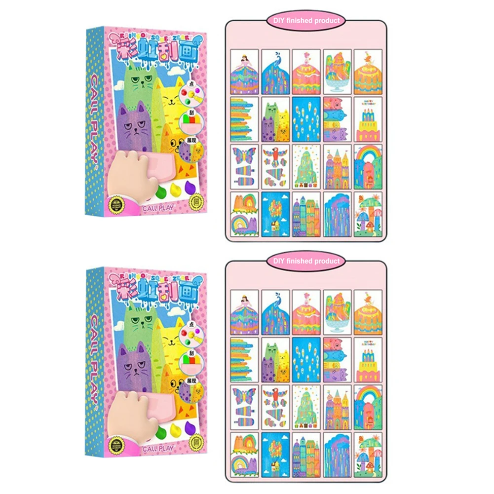 Squeegee Art Kids Paint Kit Childrens Painting Crafts Creativity Set Drawing Papers for Kids Boys Girls Birthday Christmas Gifts 4
