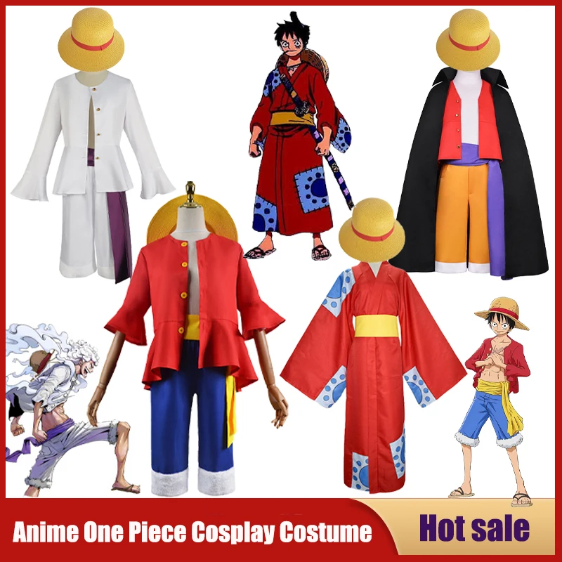 

Anime One Piece Cosplay Costume Straw Hat Boy Country Monkey D. Luffy Clothes Christmas Party Carnival Adult Kids Shorts Kimono