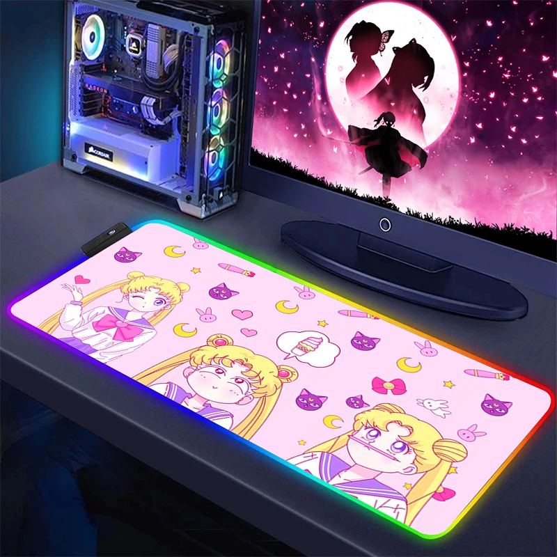 Alfombrilla de ratón Rgb para Gamer, alfombrilla de escritorio Led de