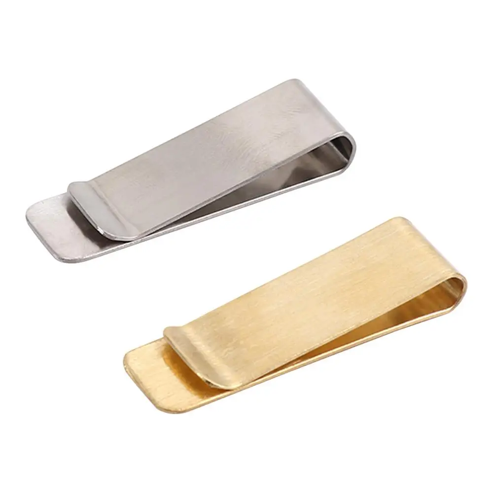 Vintage Solid Brass Money Clip Wallet Thickness Metal Men Cash Bill Clamp Holder ID Credit Card Folder For Male Mini Purse 2