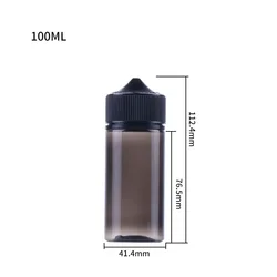 Set of 5 Versatile Black Dropper Bottles for Liquids with Long Tip Cap (5pcs x 100ml)