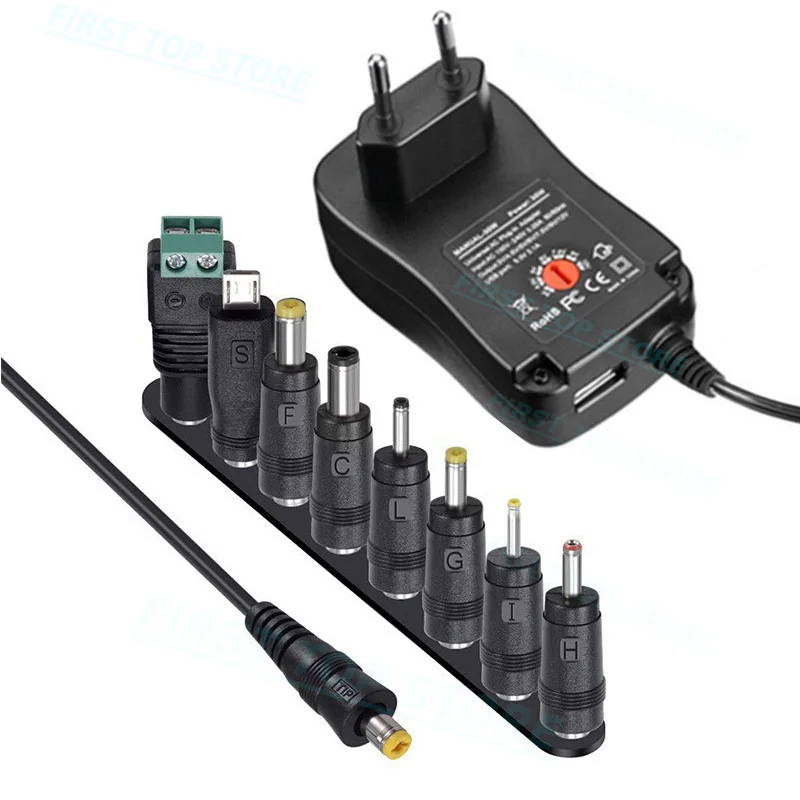 Universal Adjustable Voltage DC Power Adapter with USB Charging Port