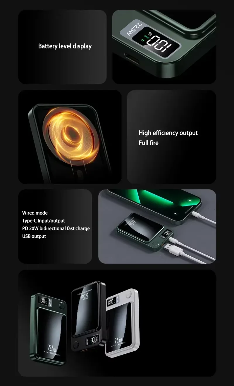 100000mah Capacity Power Bank Magnetic Wireless 22.5w Ultra Super Fast Charging