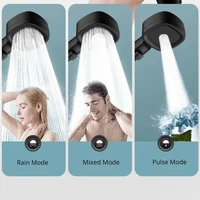 Black Large Flow Rainfall Shower Head 3 Modes High Pressure Water Saving Spray Nozzle Massage Showerhead Bathroom Accessories 2
