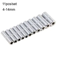 Jeu de douilles chromées longues métriques de qualité professionnelle, 11 pièces, 4 Mm à 14 Mm, entraînement de 1/4 pouces, douille profonde à 6 points 3