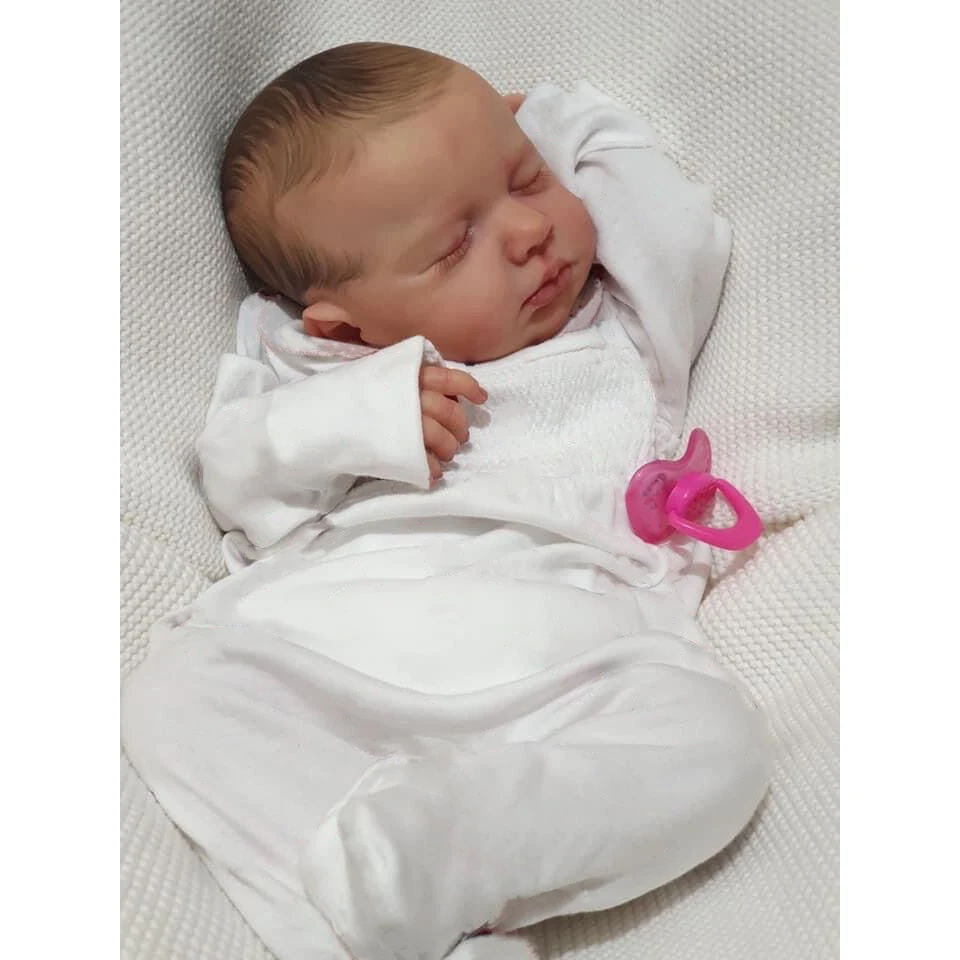 49Cm Bebe Reborn Loulou Sleeping Handmade Newborn Baby Doll Soft Cuddly Body 3D Skin Con Vene Visibili Muecas Bebes Para Nias
