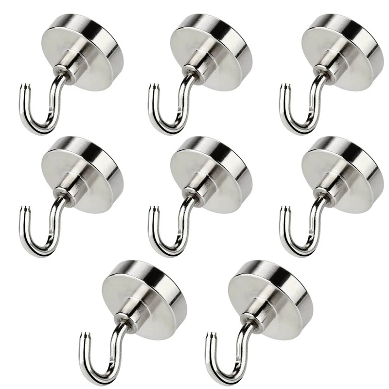 1/2/4/8 Pcs Super Strong Neodymium Magnetic Hook Fridge Magnets Quick Hook For Home Kitchen Accessories Home Improvement