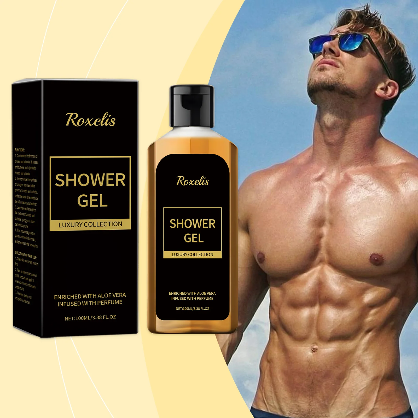 Roxelis Men Shower Wash Pheromone Perfume Shower Gel 100ml Pheromone Shower Gel Aloe Shower Gel Unisex Long-Lasting Freshness 5