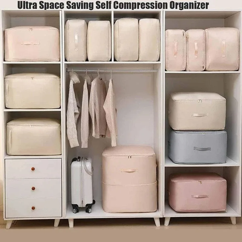 1PC Quilt storage bag Large capacity clothes quilt sorting bag compressible travel portable down jacket storage bag 2