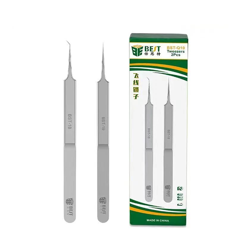 BST-Q10 Stainless Steel Precision Fingerprint Flying Wire Tweezers Set, Mobile Phone Motherboard Chip Maintenance Tool