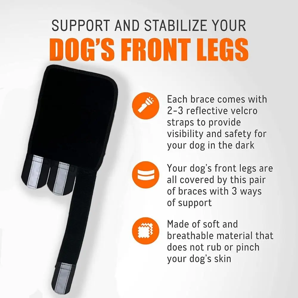1PC Metal Strips Dog Front Leg Brace Reflective Strips Non-Slip Joint Support Breathable Adjustable Straps Knee Brace 3