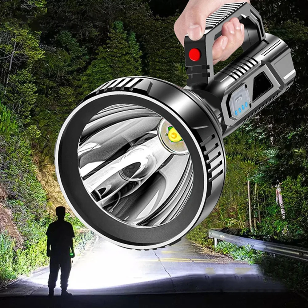 휴대용 USB 충전식 LED 손전등, 휴대용 스포트라이트, 캠핑 하이킹 낚시 비상 사태, 수명 방수, 3 가지 모드