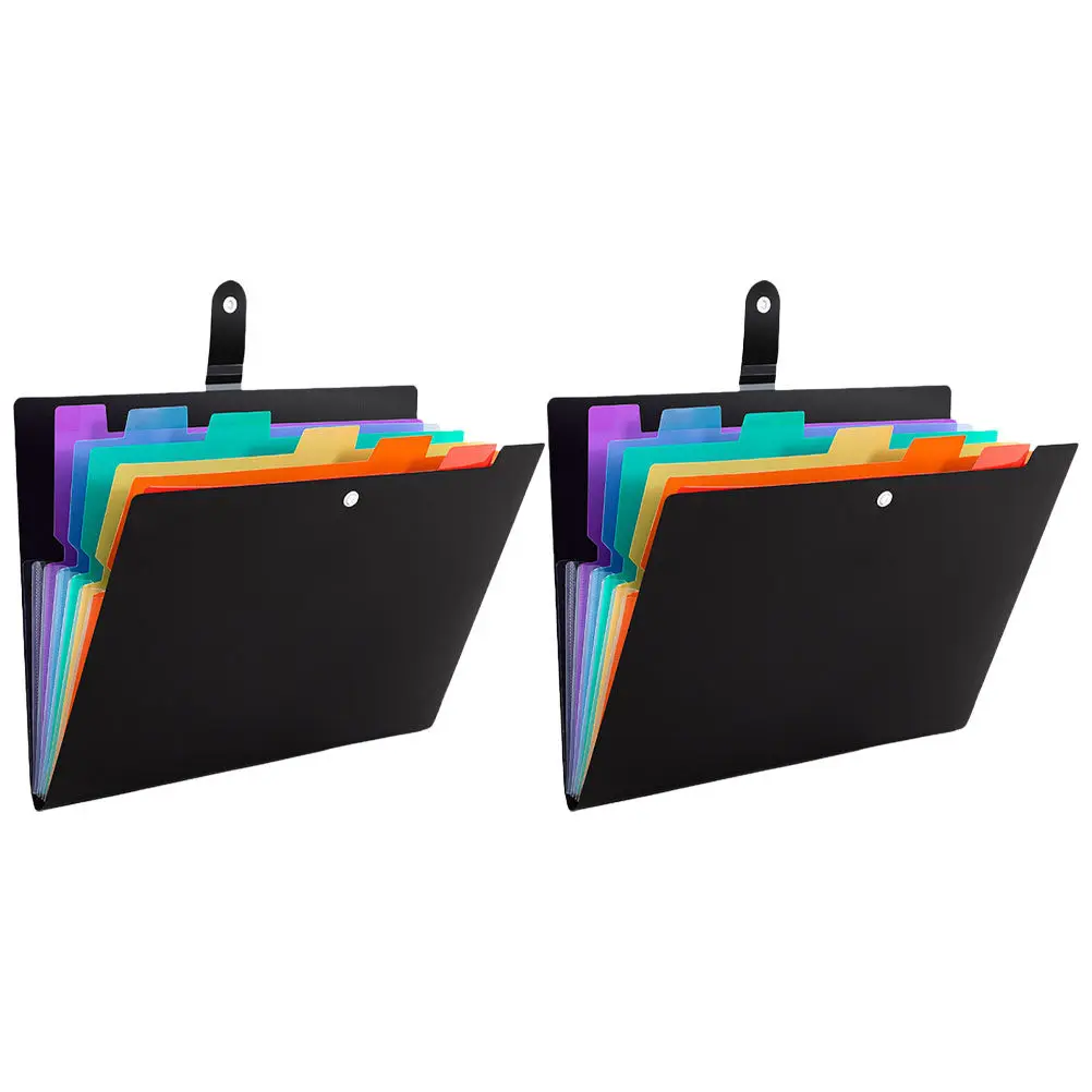 2Pcs 파일 폴더 다층 대용량 확장 가능한 휴대용 경량 주최자 사무실 학교 문서 영수증 보관용