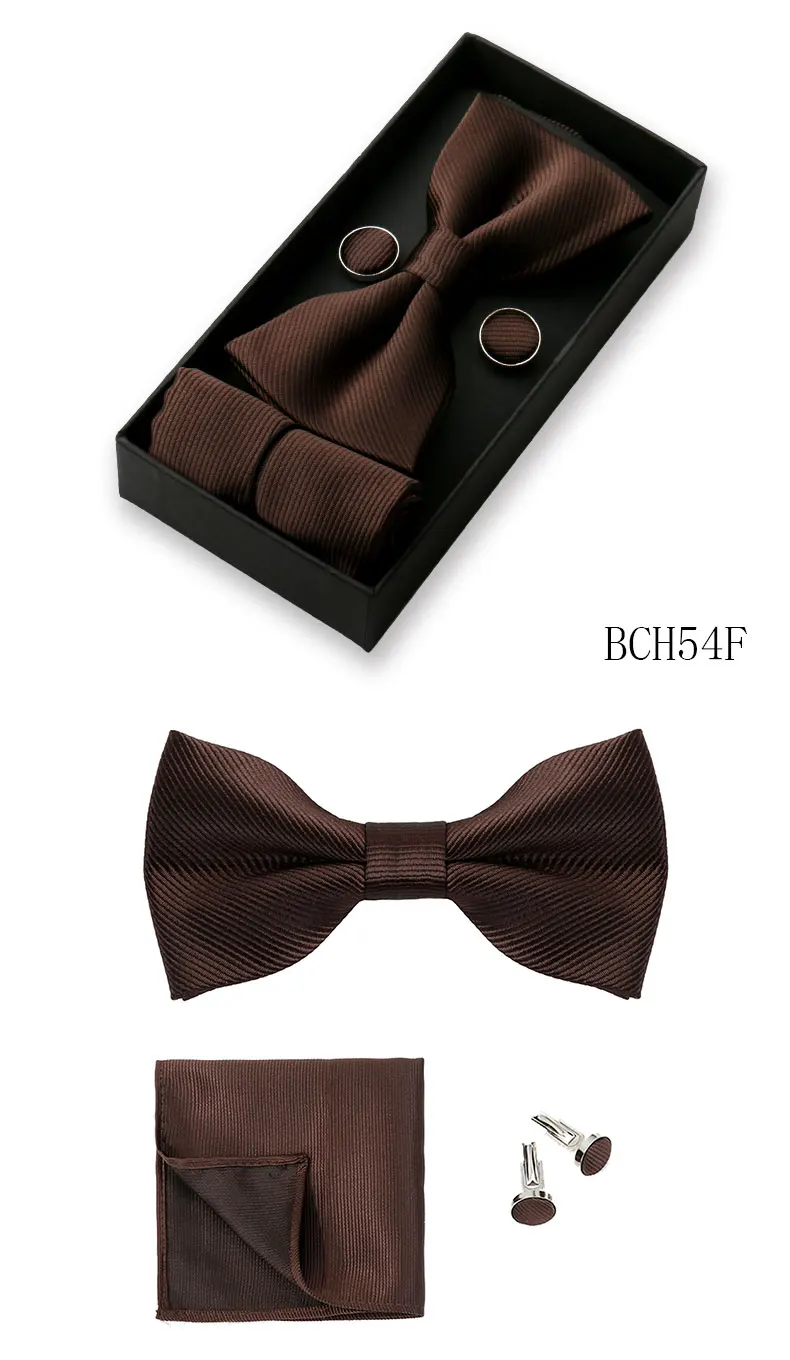 Klassische einfarbige Fliege für Herren, Schmetterlings-Bowknot, Einstecktuch, Manschettenknöpfe, Anzug, Fliege, Set, Bussiness-Accessoires, Geschenkbox – Detail 28