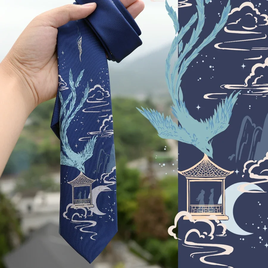 Anime Skull Fox Design Tie Neck Cosplay Prop JK DK Uniform Shirt Clothing Jacquard Role Play Fashion Men Women Accessory Gift