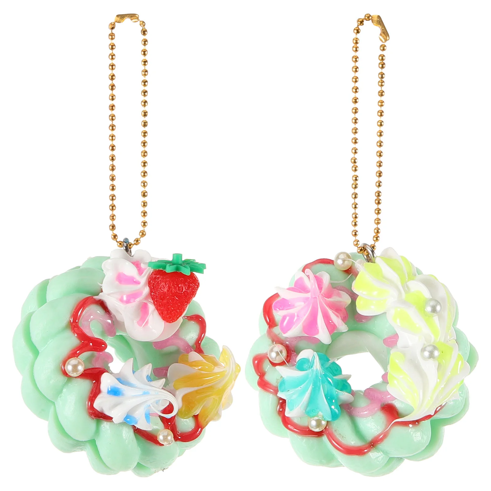 

2Pcs Keychain Pendants Wear-resistant Bag Pendants Hanging Faux Doughnut Keys Accessory
