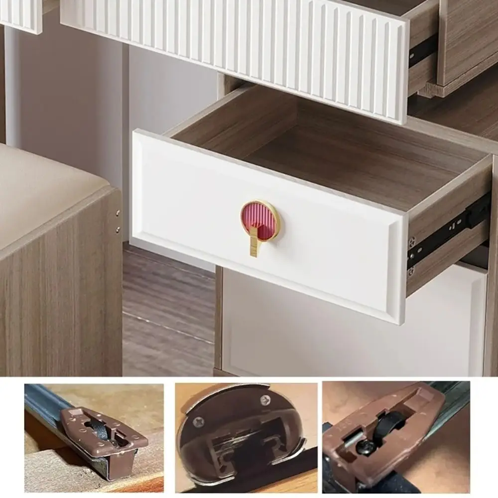 Brown Plastic Metal Drawer Guide Slide Accessory Kit