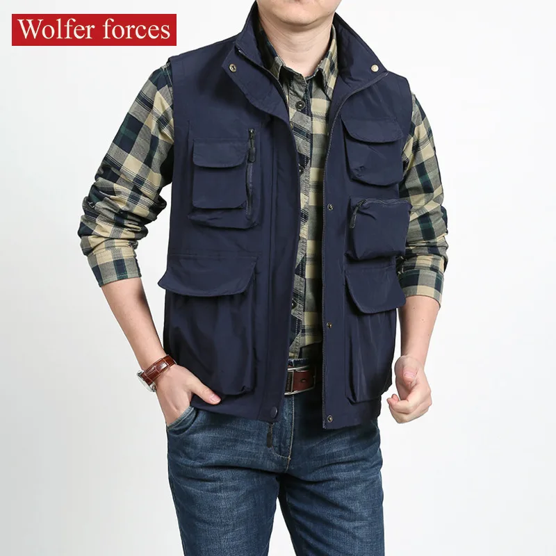 Men's Waistcoat Sleeveless Vest Men's Summer Man Vest Outdoor Sweatshirts Fishing Wear Bigsize Unloading Luxury