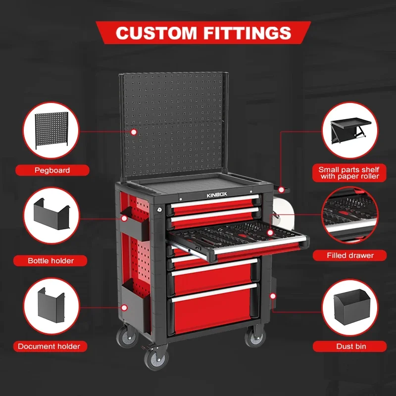 Ningbo Kinbox 6 Drawer China Tool ,Pit With Wheels For Garage Fixing