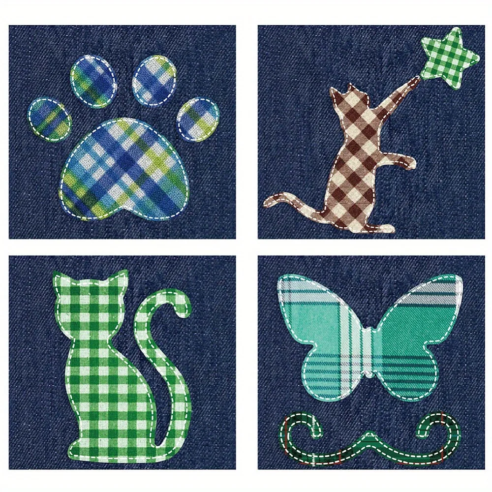 4PCS 아크릴 퀼팅 템플릿 키트 고양이 나비 발자국 바느질 DIY 퀼팅 자 가죽 절단 도구 수제 공예용