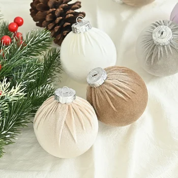 15pcs/set Velvet Christmas Ball Pendant 8cm Christmas Tree Decoration Ball Set With Gift Box 2025 New Year Xmas Decorative Balls 4