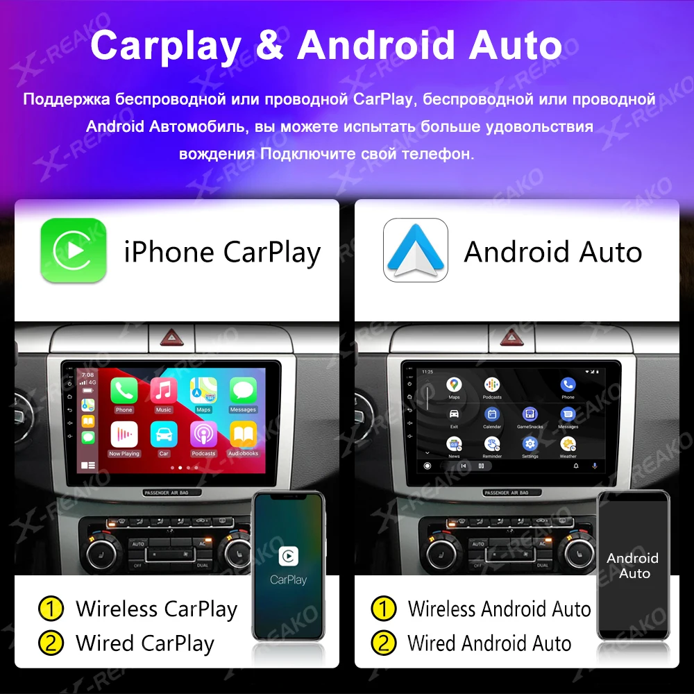Фото X-REAKO 2din Android беспроводной CarPlay Android автомобильный радиоприемник Универсальный 7/9/10 ''GPS навигатор мультимедийный плеер Автомобильный стерео Bluetooth №2
