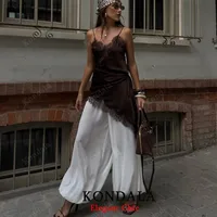 KONDALA Women Sexy High Street Lace Cami Short Dress Asymmetrical Dress 2025 Spring Autumn Fashion Party Dinner Date Mujer Dress