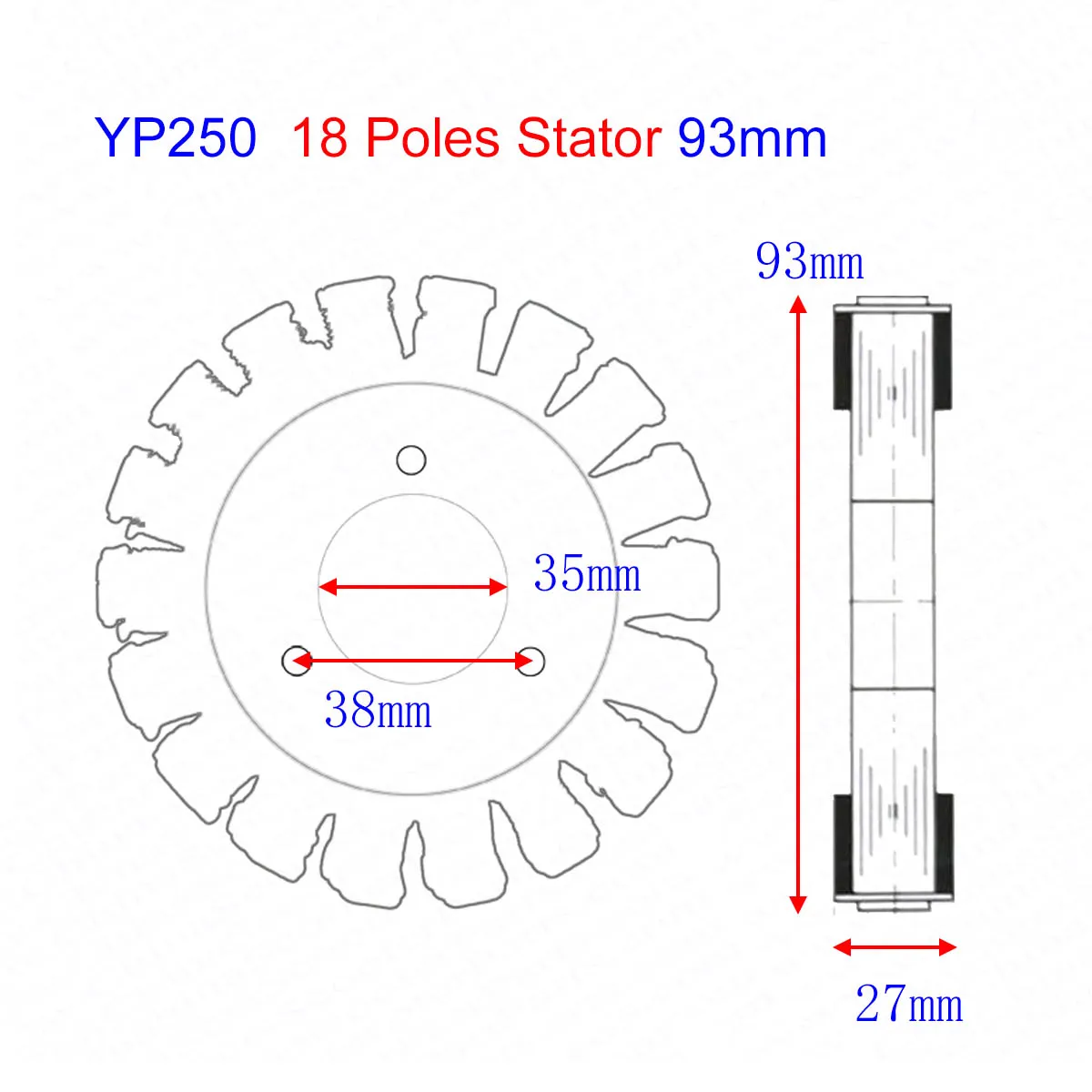 Linhai YP250 YP300 257CC 300CC 260cc 300cc ATV UTV 스쿠터, 18 코일, 93mm