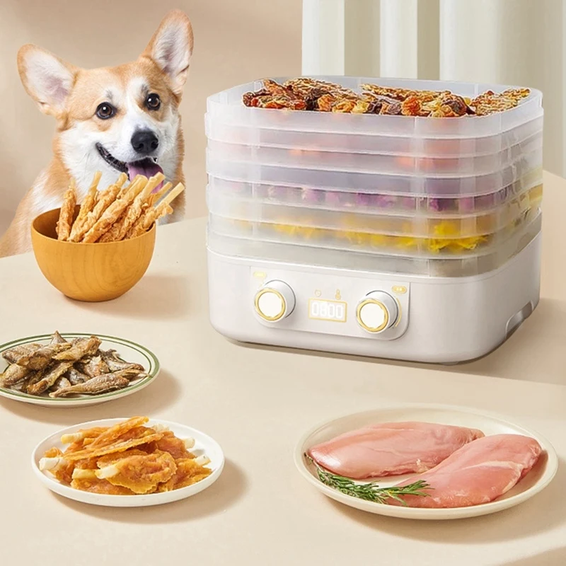 110V Dried Fruit Vegetables Herb Drying Machine Household MINI Food Dehydrator Pet Meat Dehydrated 5 Trays Snacks Air Dryer Oven