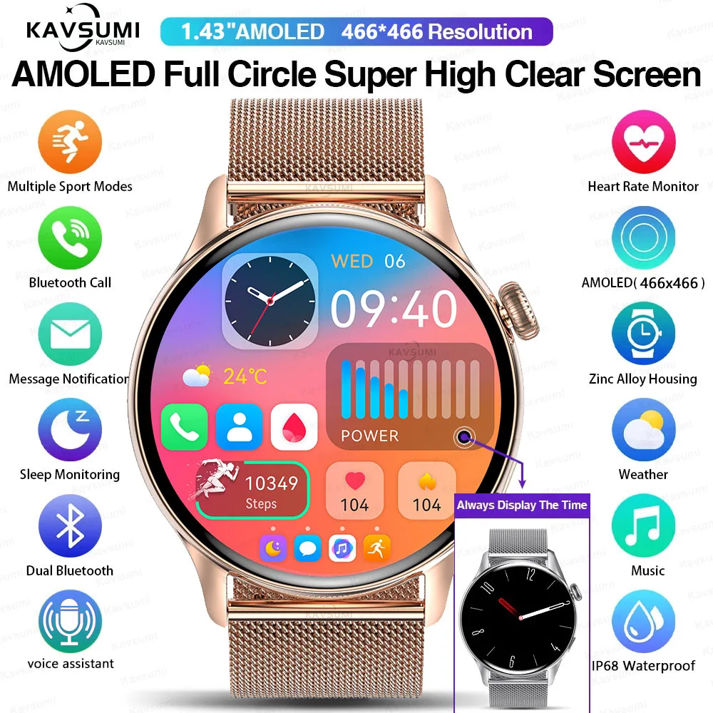 2025 NFC Smart Watch Amoled HD GPS Track Sports Heart Rate Bluetooth Call Waterproof Ladies Women Smartwatch For Huawei Xiaomi 2