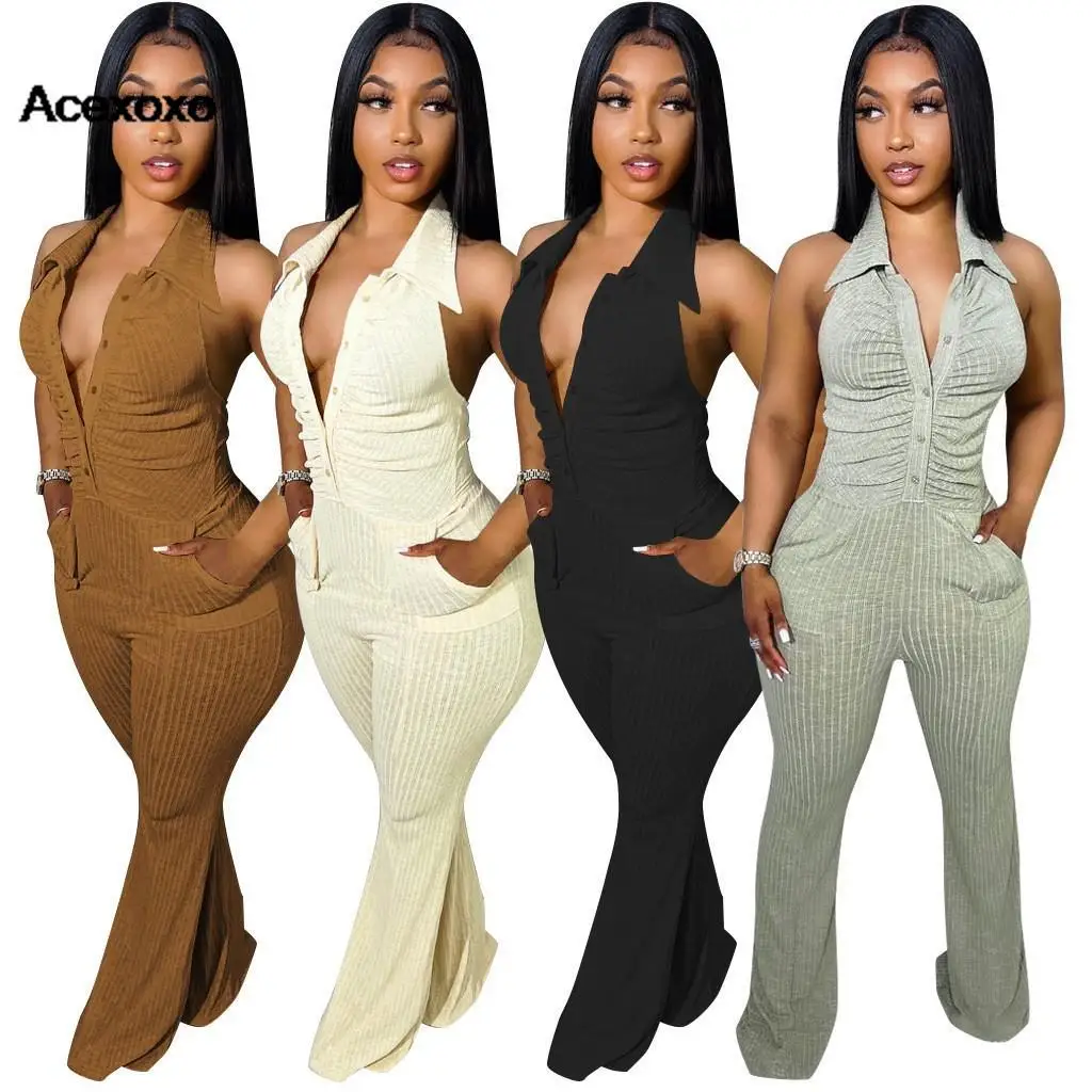 

Женский комбинезон с открытой спиной, однотонный шерстяной комбинезон в европейском и американском стиле с отложным воротником и открытой спиной, 2023