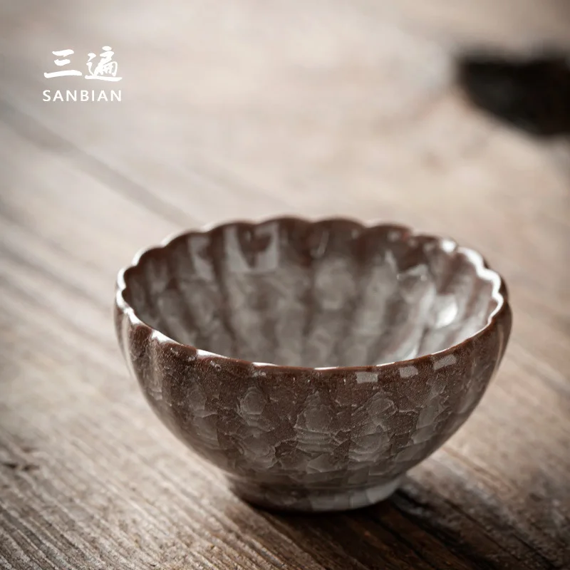 

Тройная чашка Longquan Celadon Ge, чайная чашка с трещинами из льда и фарфора, одинарная чашка, фарфоровый чайный набор, чайная чашка