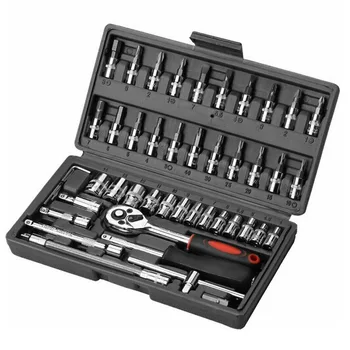 46PCS Socket Set Metric Wrench 1/4