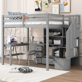Full Loft Bed with Desk 1