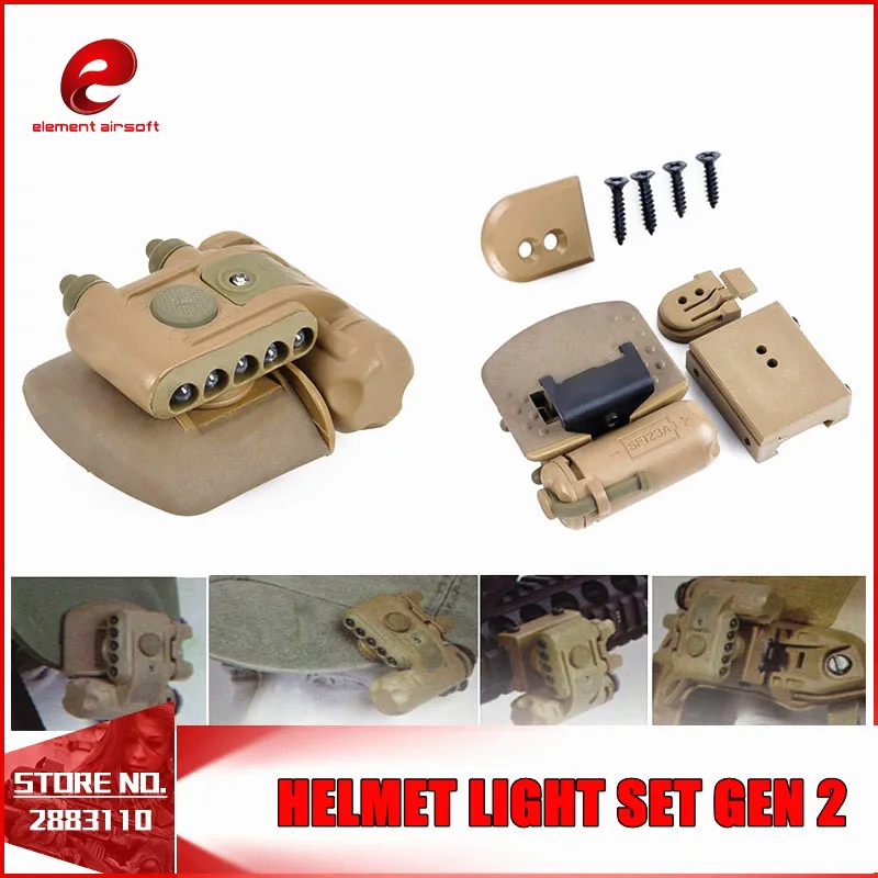 Element Arma Casco Torcia Set Luce Rossa Bianca Laser Gen 2 Softair Torce Tattiche A Led Militari Softair Pistola Softair Tan
