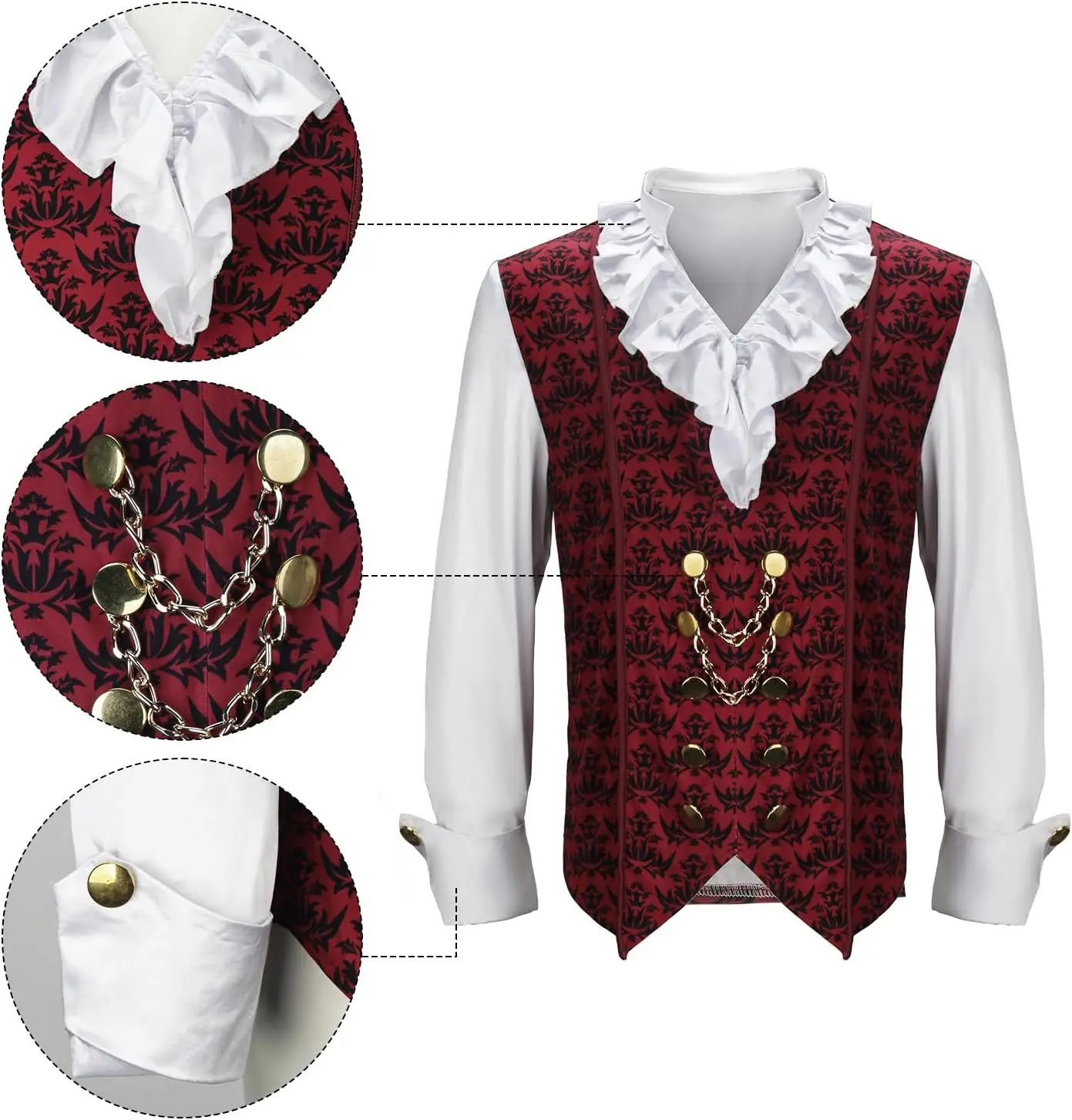 Déguisement Vampire Gothique Homme avec Longue Cape – photo 3
