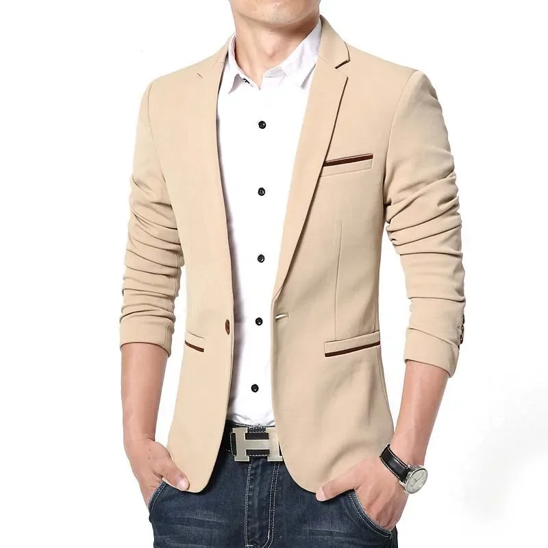 

New Spring Fashion Brand Luxury Men Blazer High Quality Cotton Slim Fit Men Suit Terno Masculino Blazers Men Plus Size M-5XL